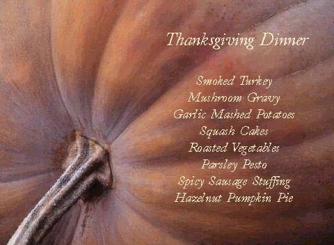 Thanksgiving dinner menu